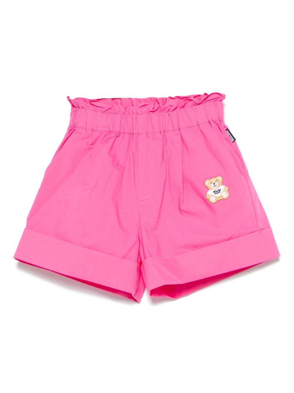 Shorts Teddy Bear per bambina fucsia con due tasche laterali - Rubino Kids