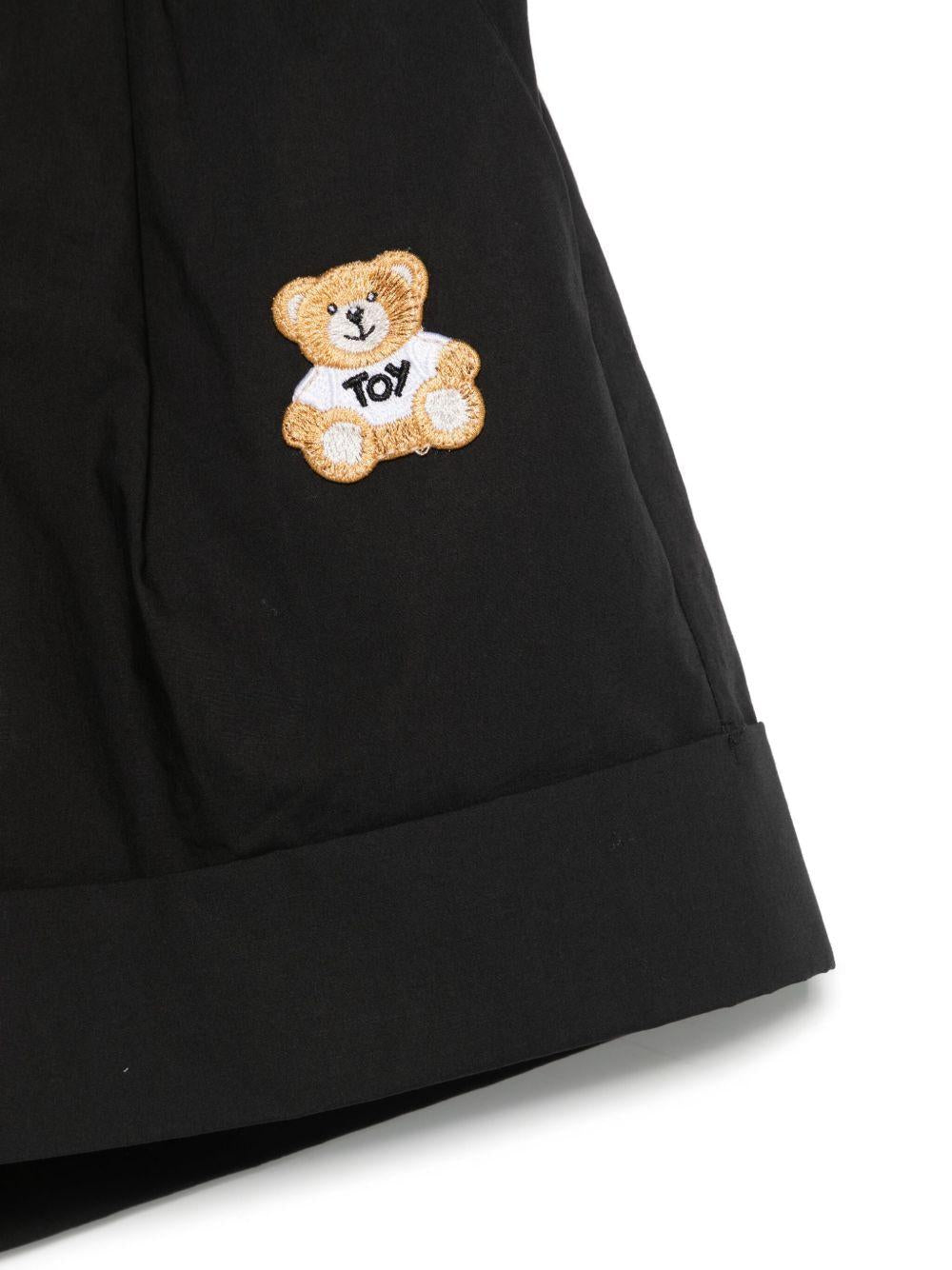 Shorts Teddy Bear per bambina Moschino Kids nero con orlo con risvolto - Rubino Kids