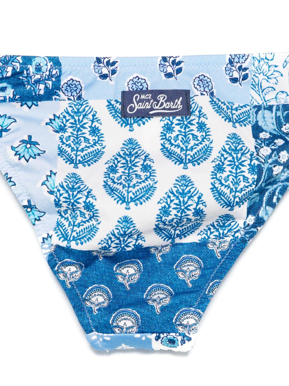 Slip bikini per bambina MC2 Saint Barth Kids azzurro a fiori - Rubino Kids