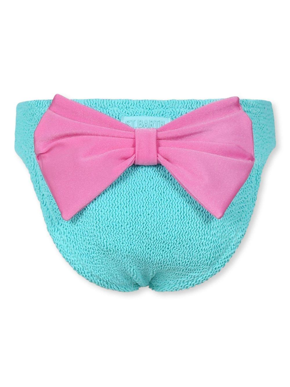 Slip bikini per bambina MC2 Saint Barth Kids Madame verde acquamarina con dettaglio fiocco - Rubino Kids