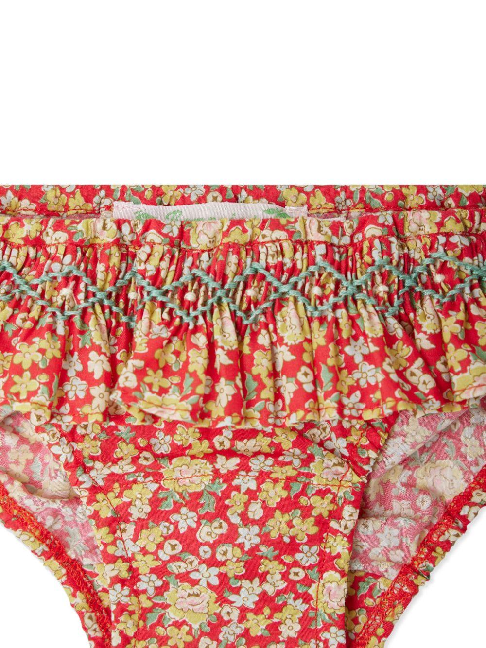 Slip bikini Sardinia per neonata Bonpoint rosso con inserto increspato - Rubino Kids