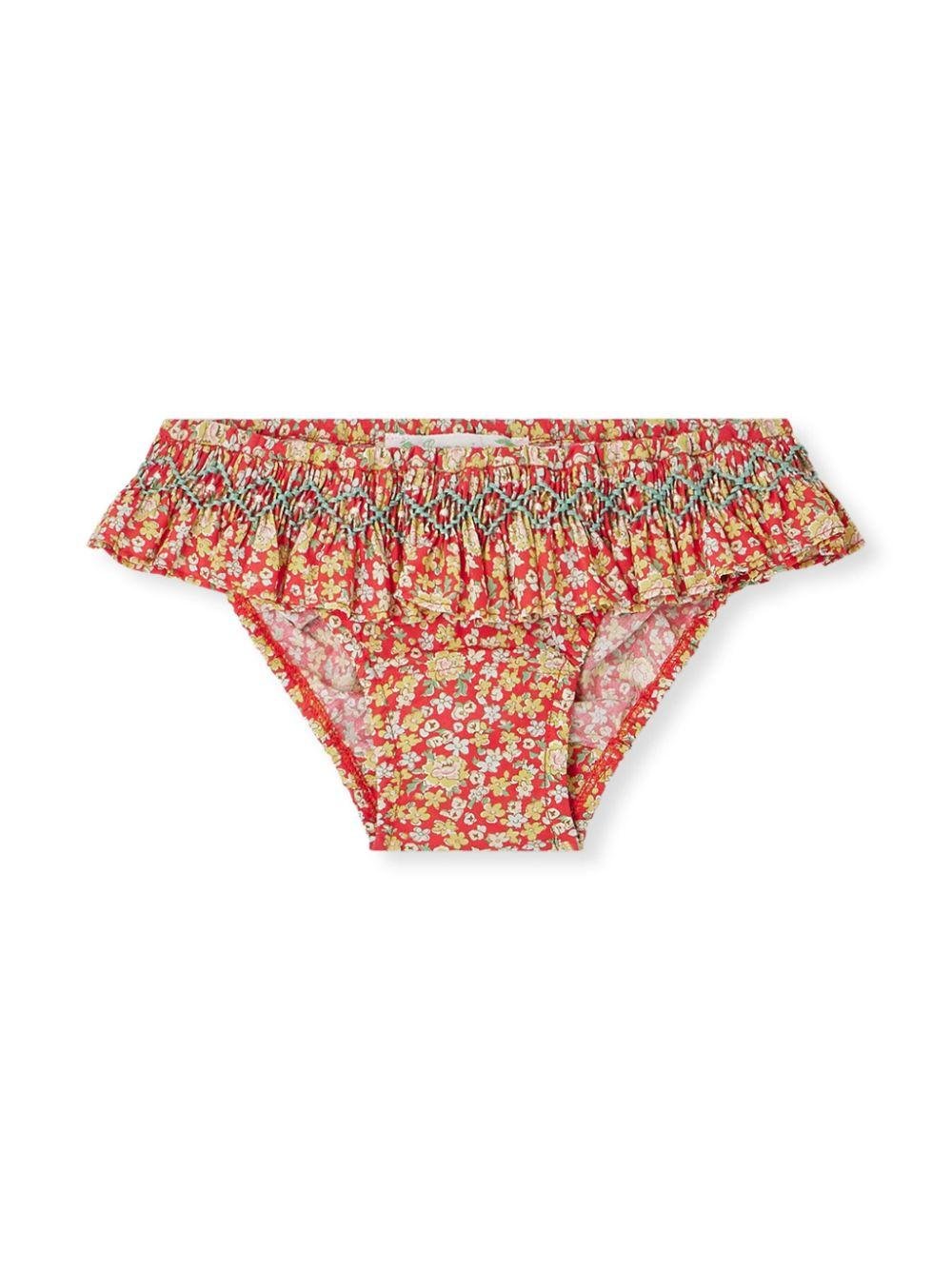 Slip bikini Sardinia per neonata Bonpoint rosso con inserto increspato - Rubino Kids