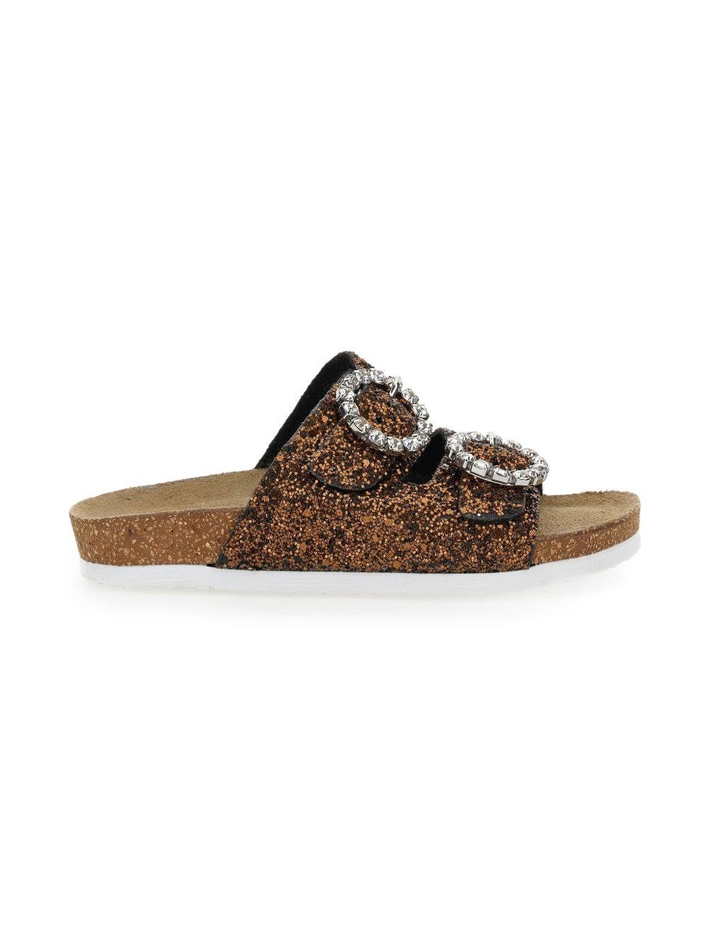 Slippers per bambina Monnalisa marrone con fibbia - Rubino Kids