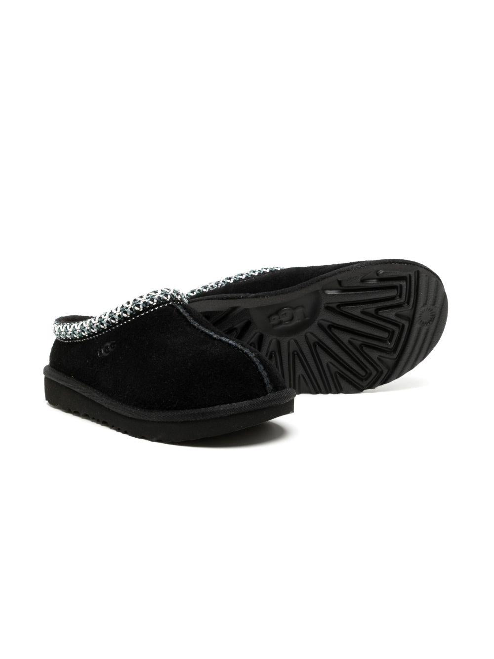 Slippers per bambina UGG Kids Tasman nero con cuciture a contrasto - Rubino Kids