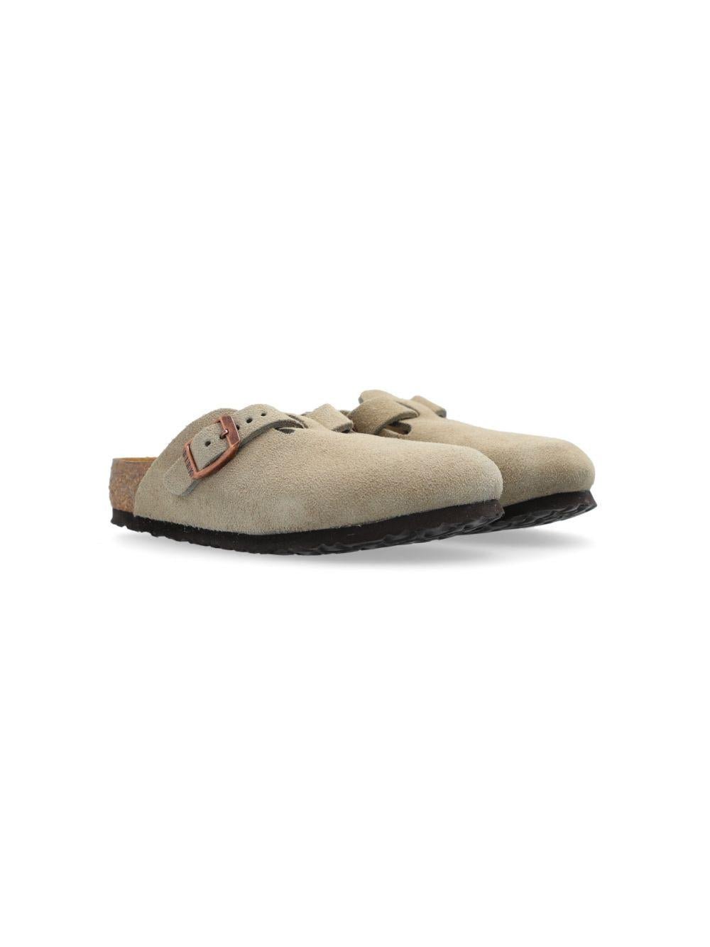 Slippers per bambini Birkenstock Kids Boston beige con chiusura con fibbia - Rubino Kids