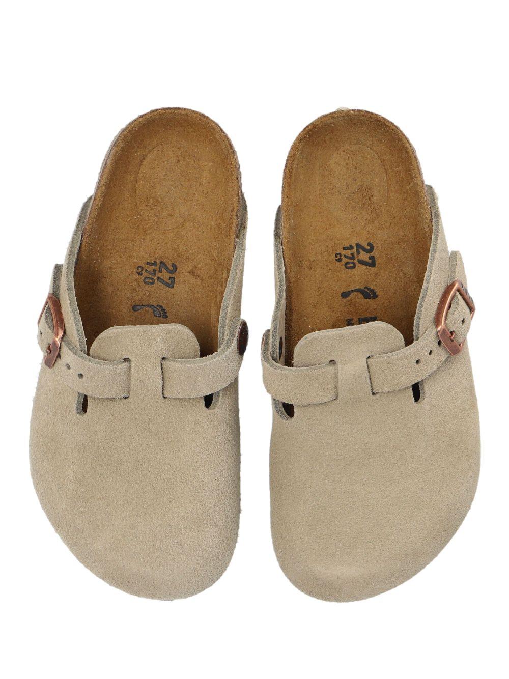 Slippers per bambini Birkenstock Kids Boston beige con chiusura con fibbia - Rubino Kids