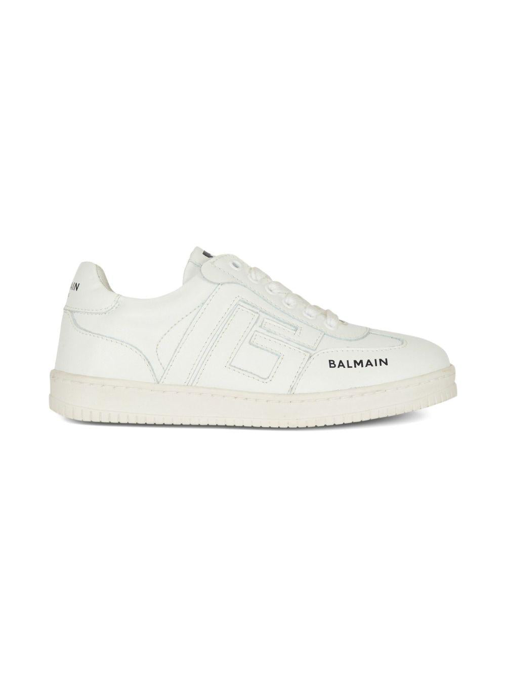 Sneaker monocolore per bambini Balmain Kids bianche con logo - Rubino Kids