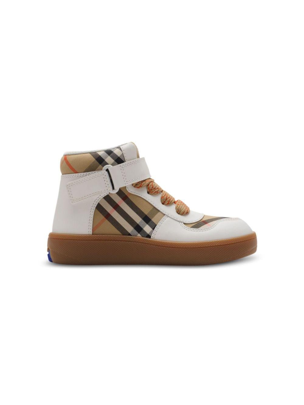 Sneakers alte per bambina Burberry Kids beige a quadri - Rubino Kids