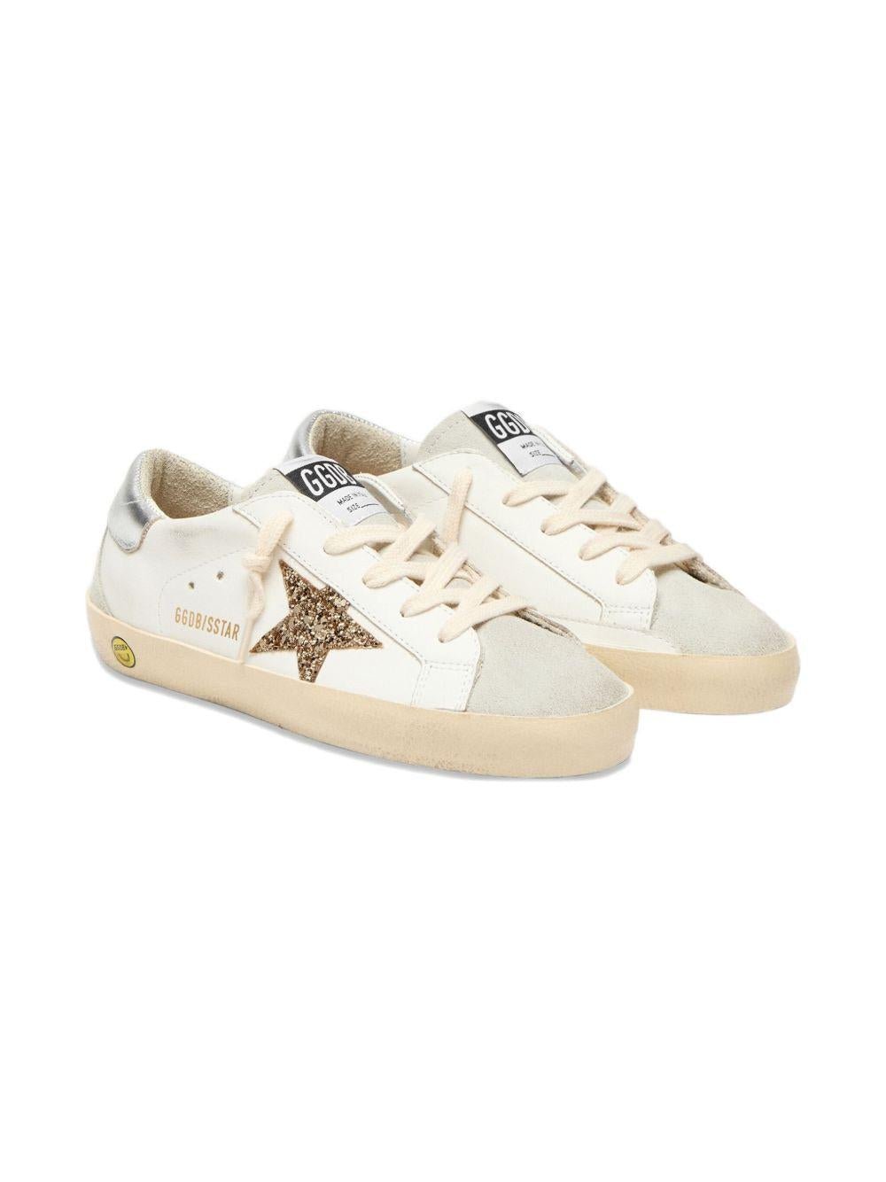 Sneakers in pelle per bambina Golden Goose Kids bianco con stella glitter - Rubino Kids