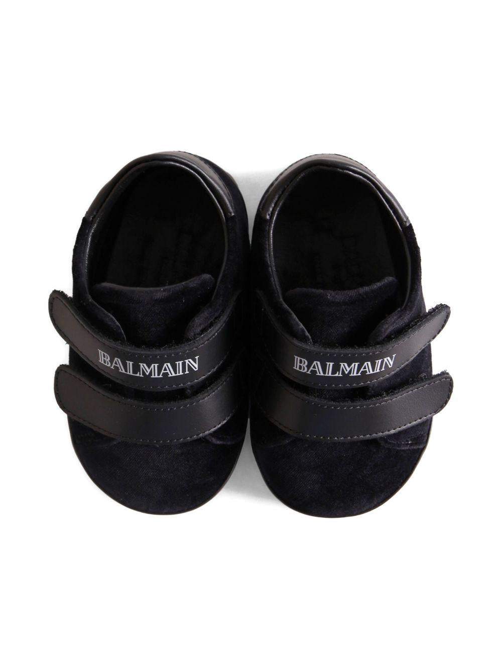 Sneakers in velluto per neonato Balmain Kids nero con strappi - Rubino Kids