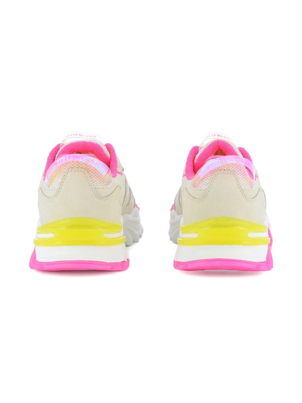 Sneakers per bambina Billieblush beige con inserti fucsia - Rubino Kids
