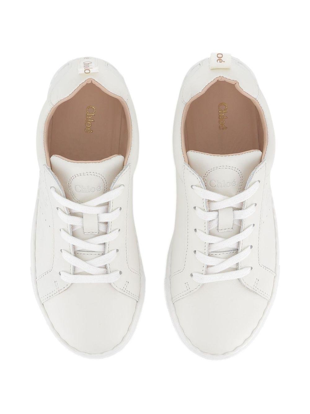 Sneakers per bambina Chloé Kids traforate bianche in pelle - Rubino Kids
