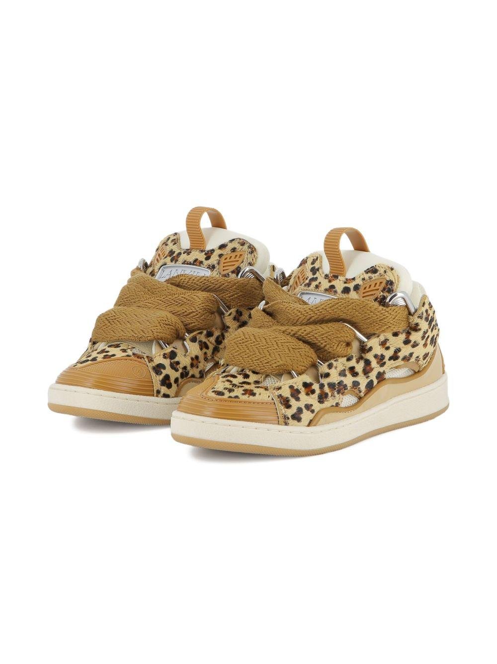Sneakers per bambina Lanvin Enfant beige con stampa leopardata - Rubino Kids