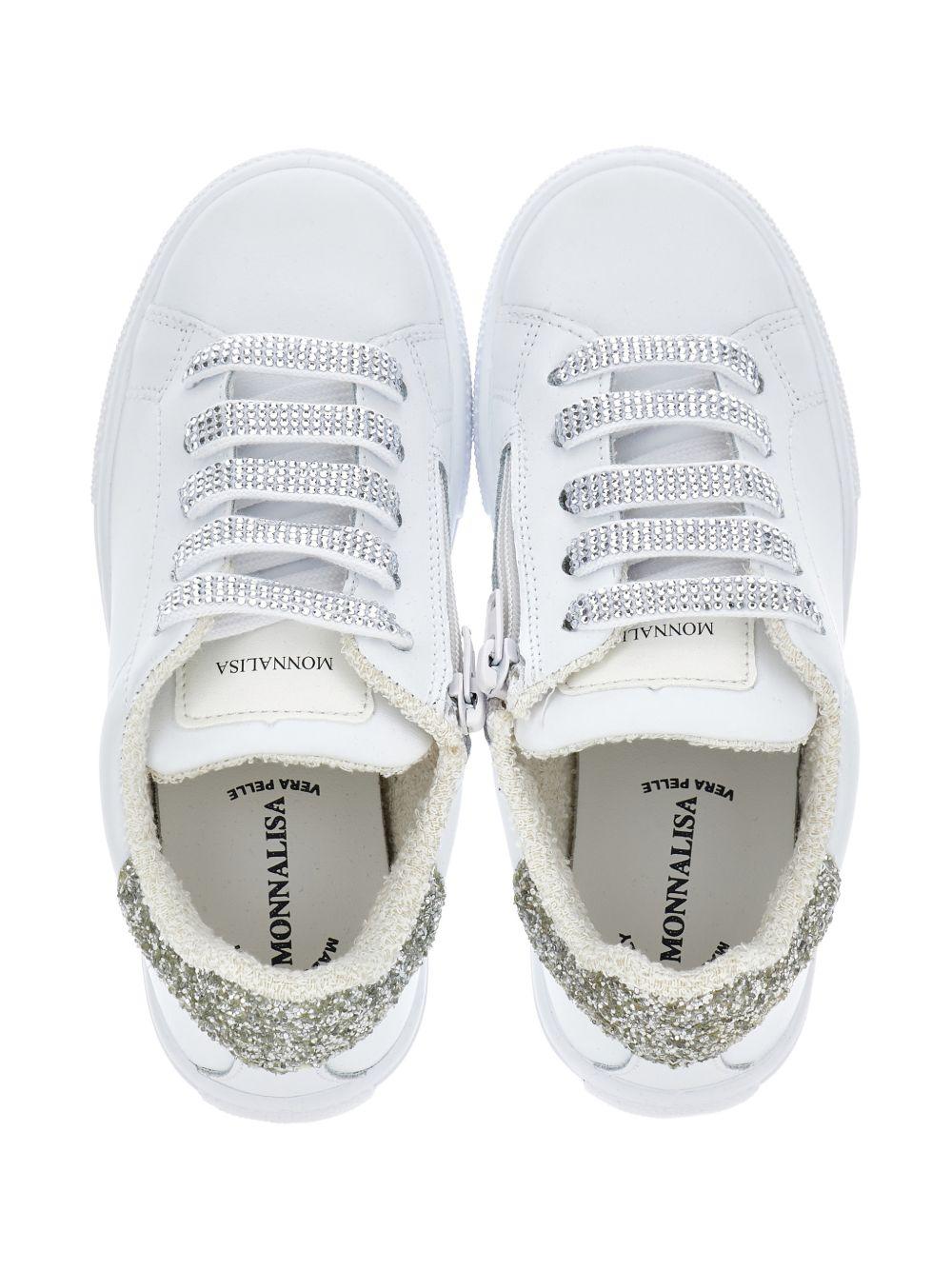 Sneakers per bambina Monnalisa bianche con glitter - Rubino Kids