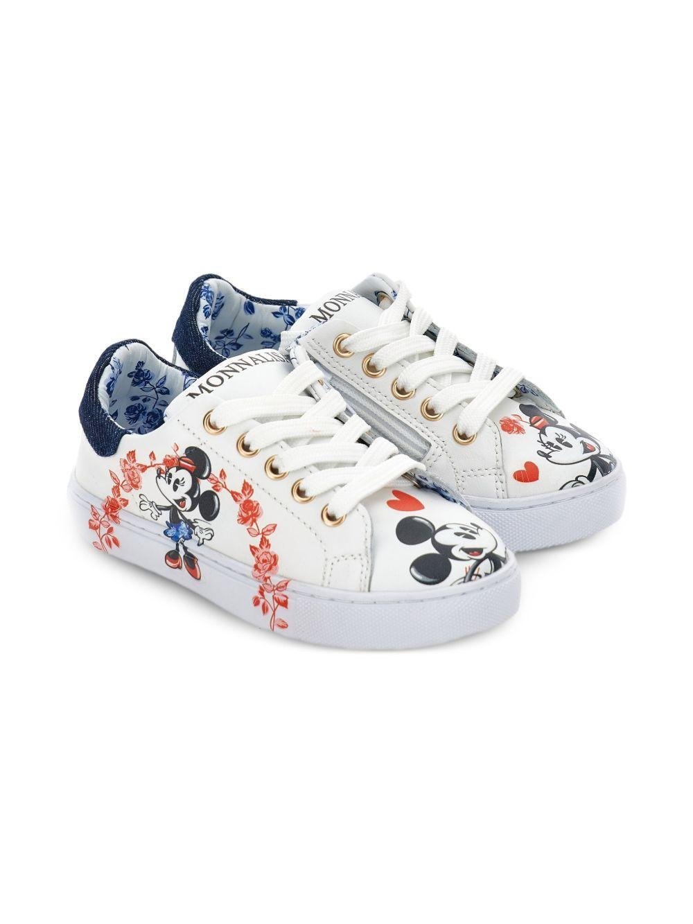 Sneakers per bambina Monnalisa bianco con fantasia Mickey Mouse - Rubino Kids