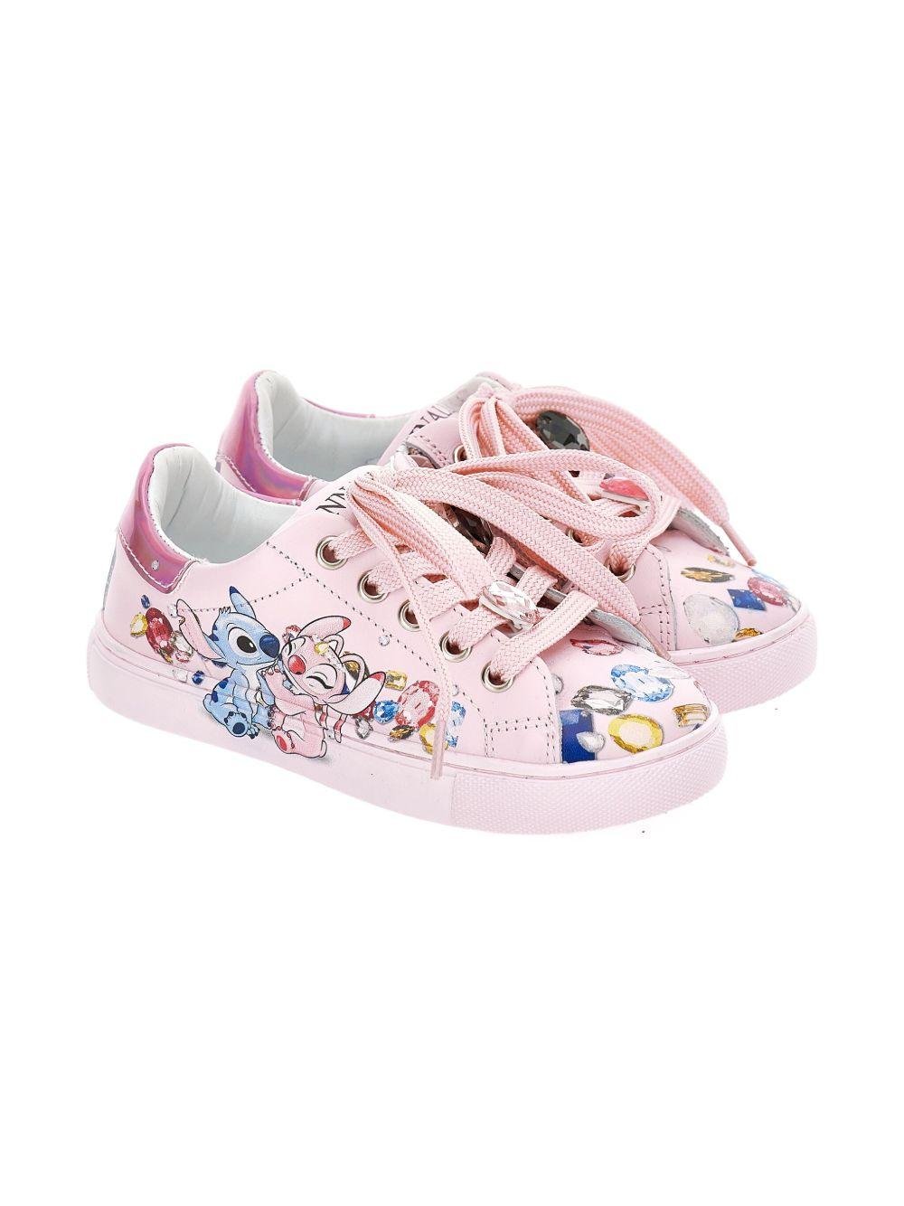 Sneakers per bambina Monnalisa rosa con fantasia Stitch - Rubino Kids