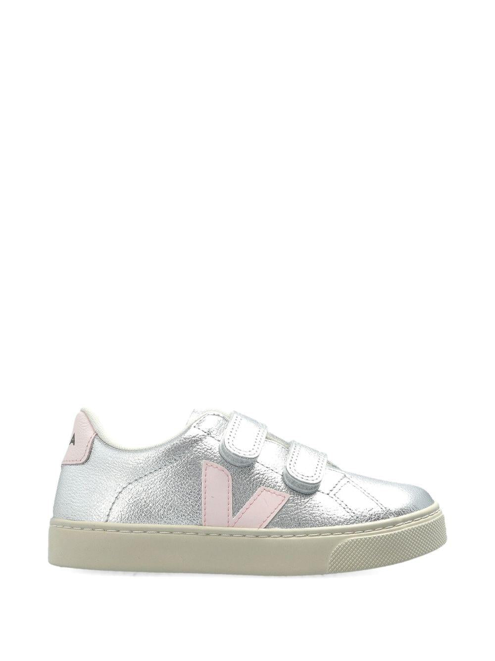 Sneakers per bambina Veja argentate con inserti rosa - Rubino Kids