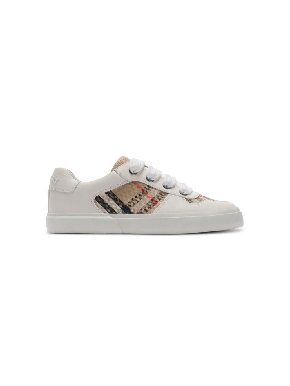 Sneakers per bambini Burberry Kids bianco con motivo Check - Rubino Kids