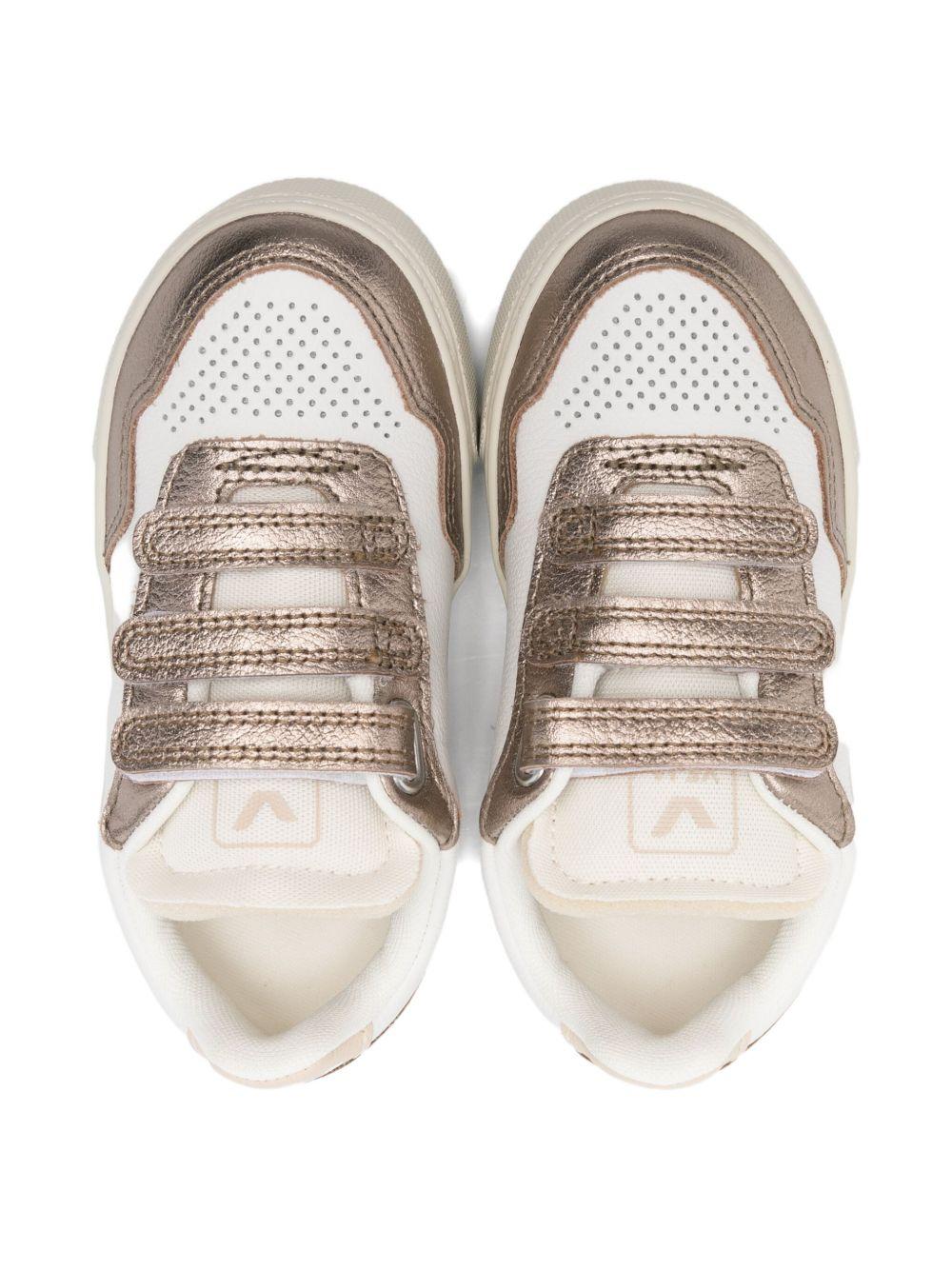Sneakers per bambini Veja Kids bianche con dettagli pelle effetto metallizzato - Rubino Kids
