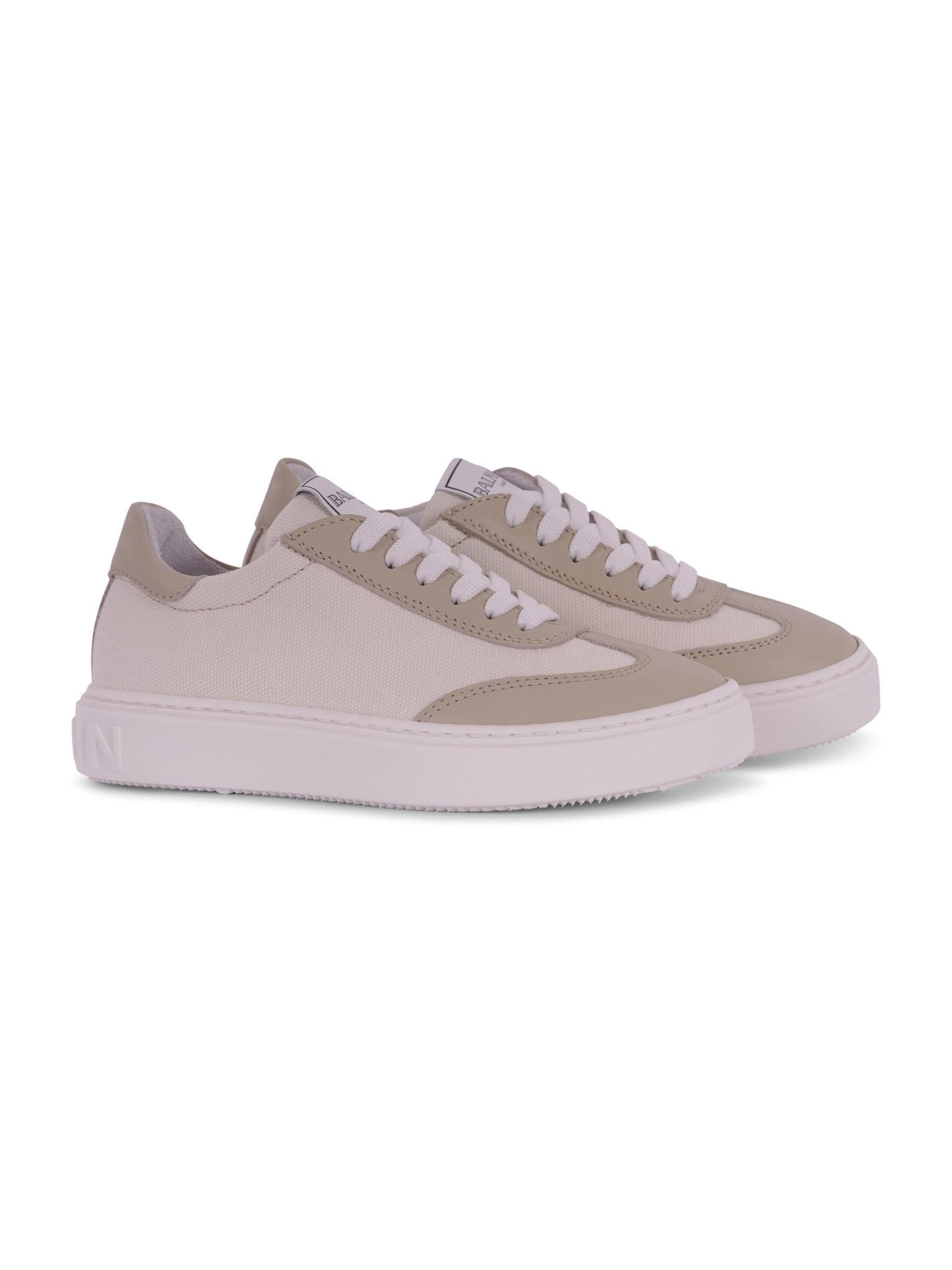 Sneakers per bambino Balmain Kids beige con linguetta con logo - Rubino Kids