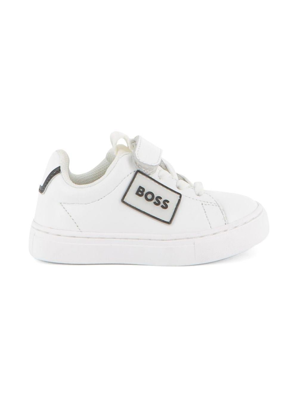 Sneakers per bambino BOSS Kids bianche con applicazione con logo - Rubino Kids