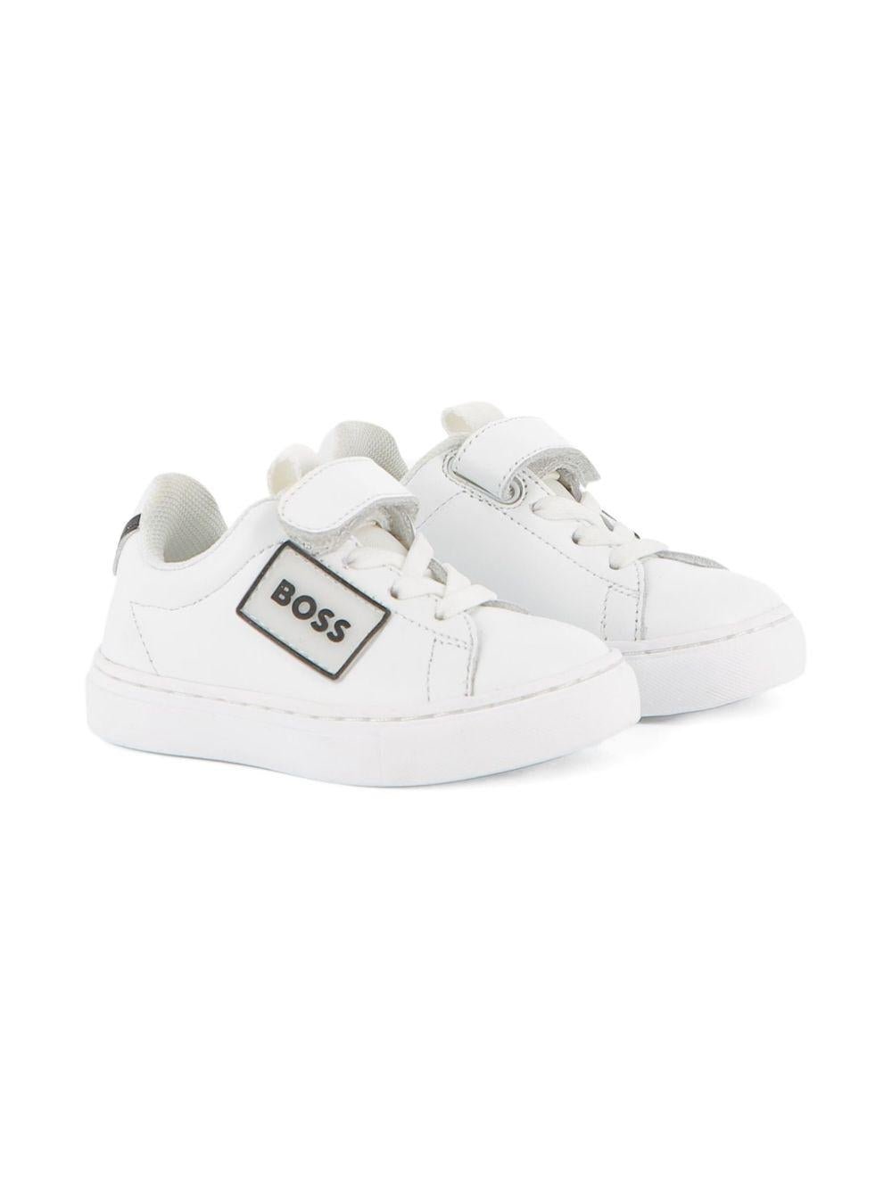 Sneakers per bambino BOSS Kids bianche con applicazione con logo - Rubino Kids