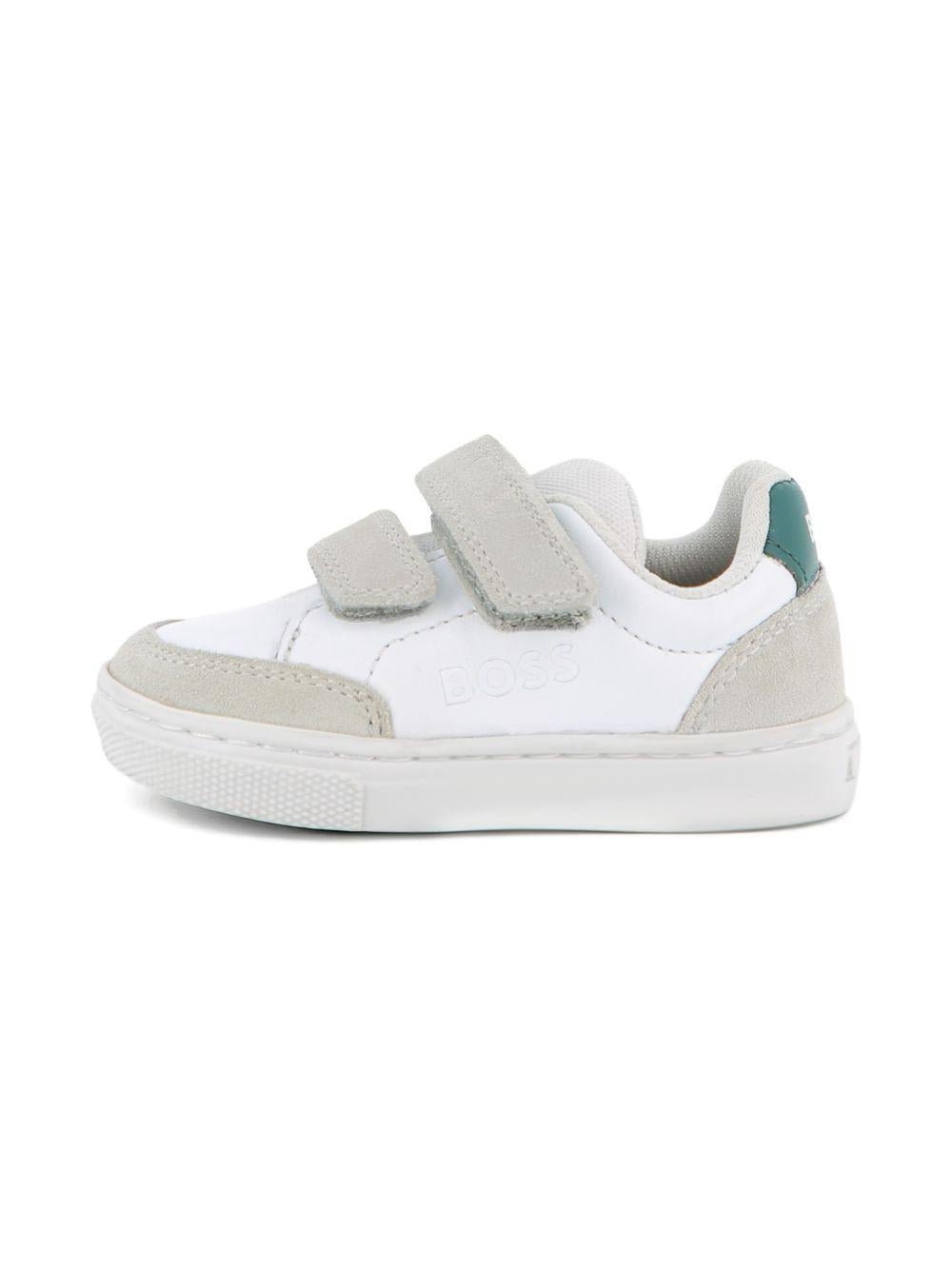 Sneakers per bambino Boss Kids bianche con chiusura a strappo - Rubino Kids