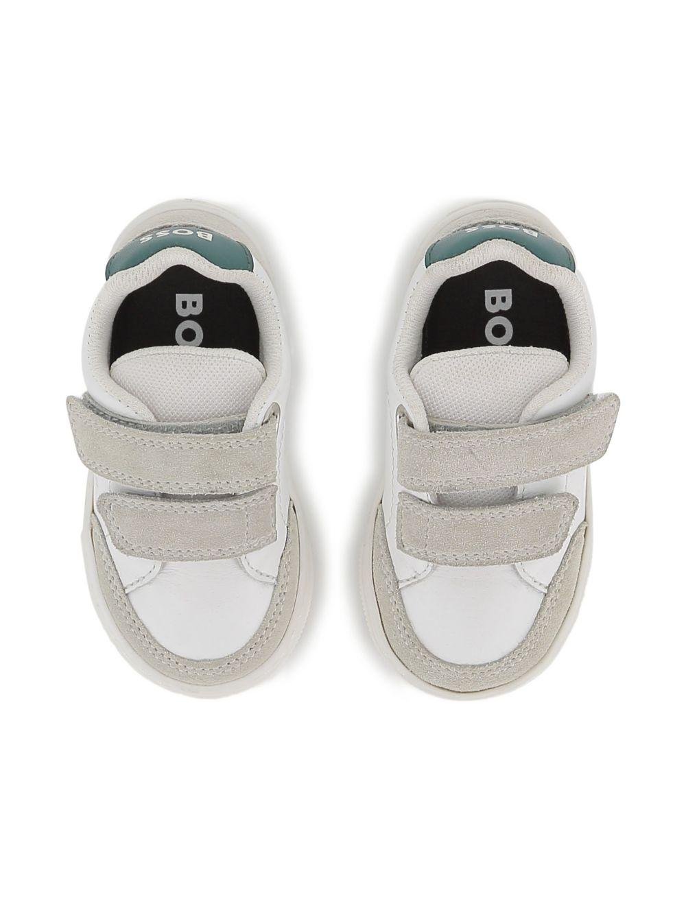 Sneakers per bambino Boss Kids bianche con chiusura a strappo - Rubino Kids