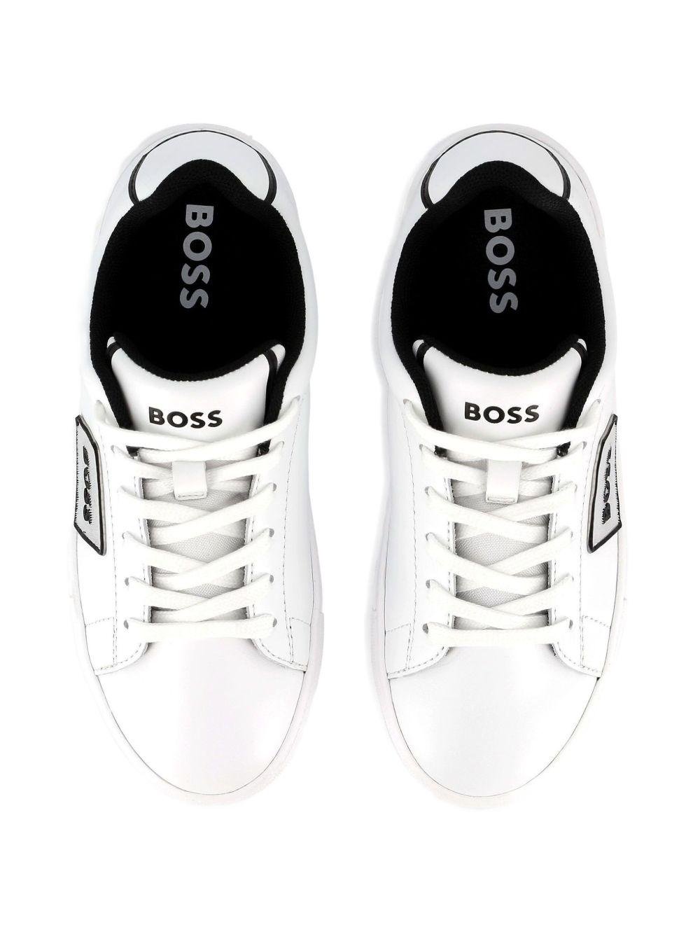 Sneakers per bambino BOSS Kids bianche con dettaglio con placca con logo - Rubino Kids