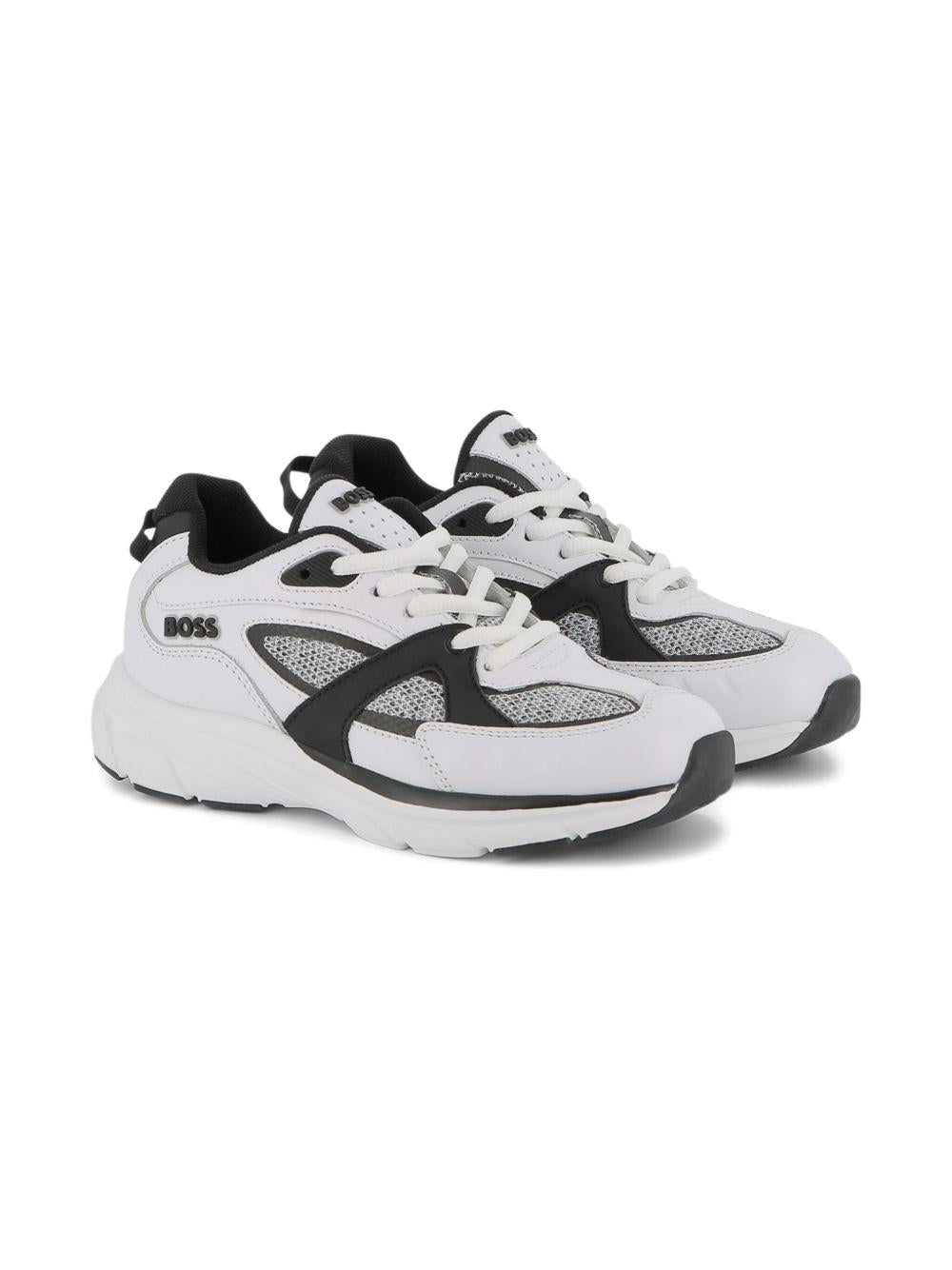 Sneakers per bambino Boss Kids bianche con inserti in rete - Rubino Kids