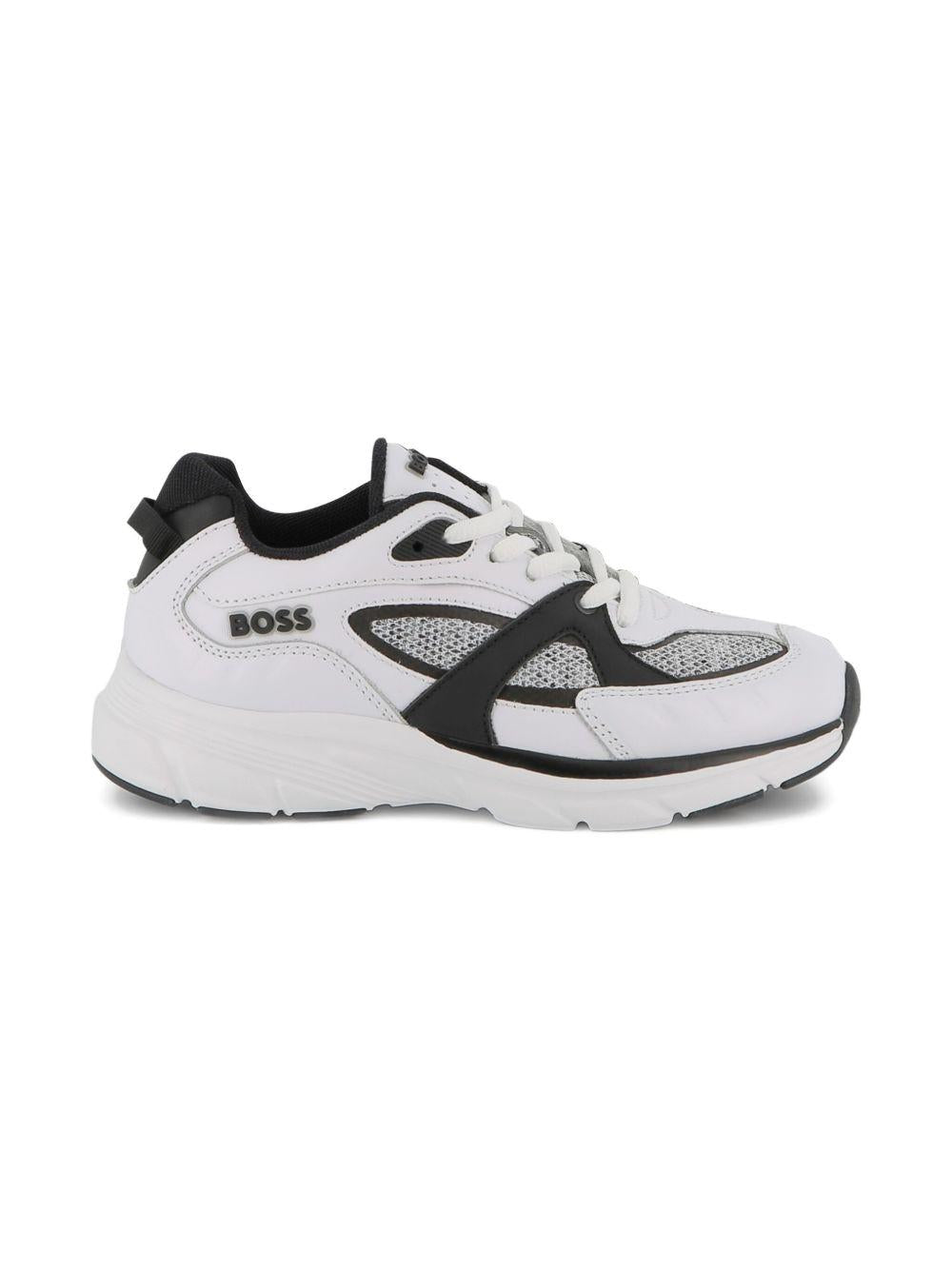 Sneakers per bambino Boss Kids bianche con inserti in rete - Rubino Kids