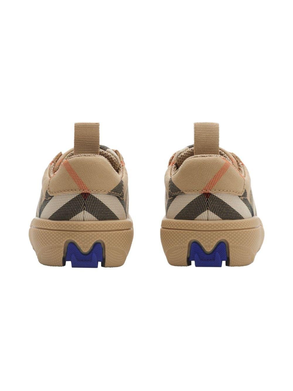 Sneakers per bambino Burberry Kids beige con fantasia tartan e caviglia imbottita - Rubino Kids
