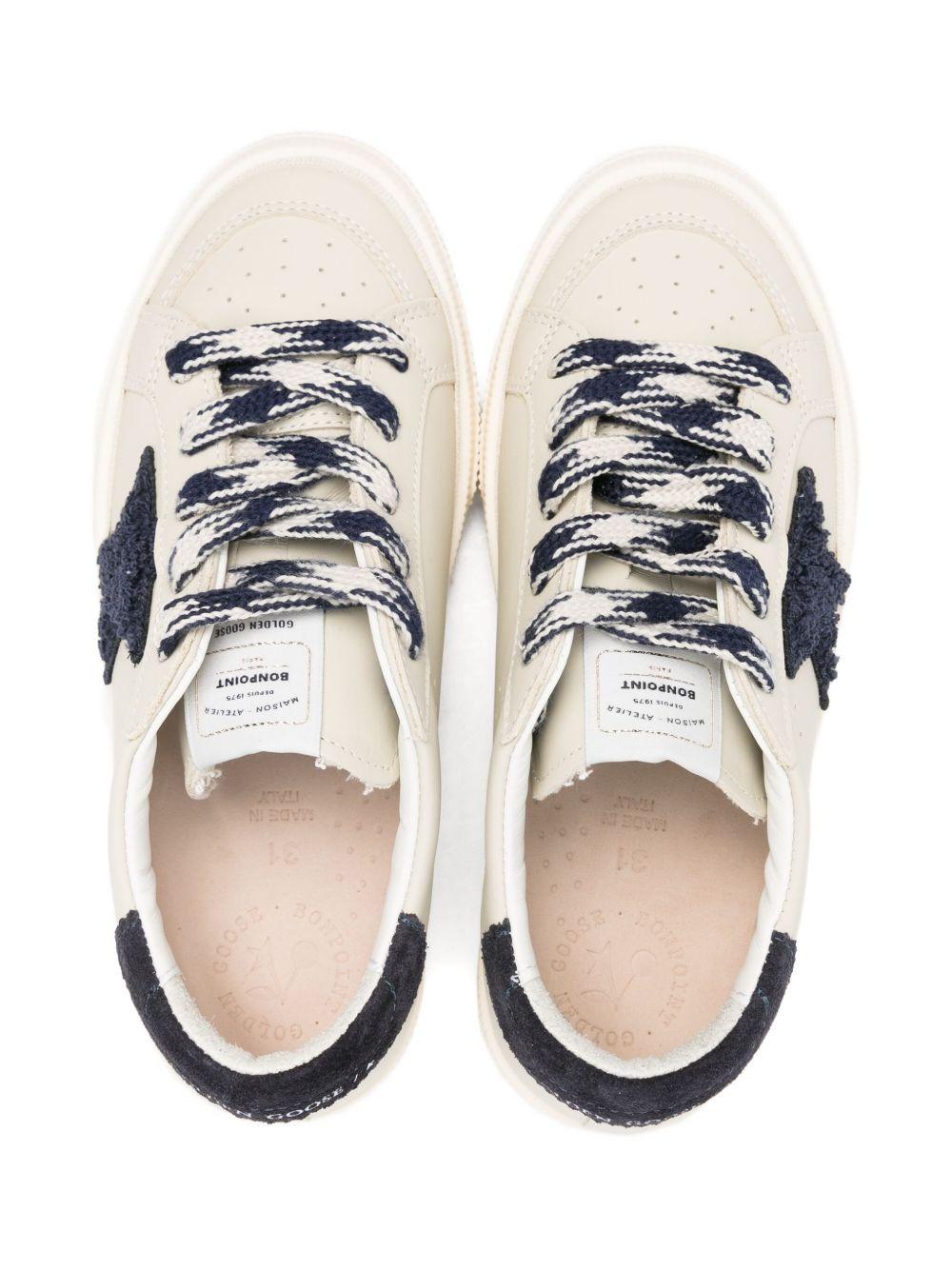 Sneakers per bambino Golden Goose Kids beige con lacci e applicazione a stella - Rubino Kids