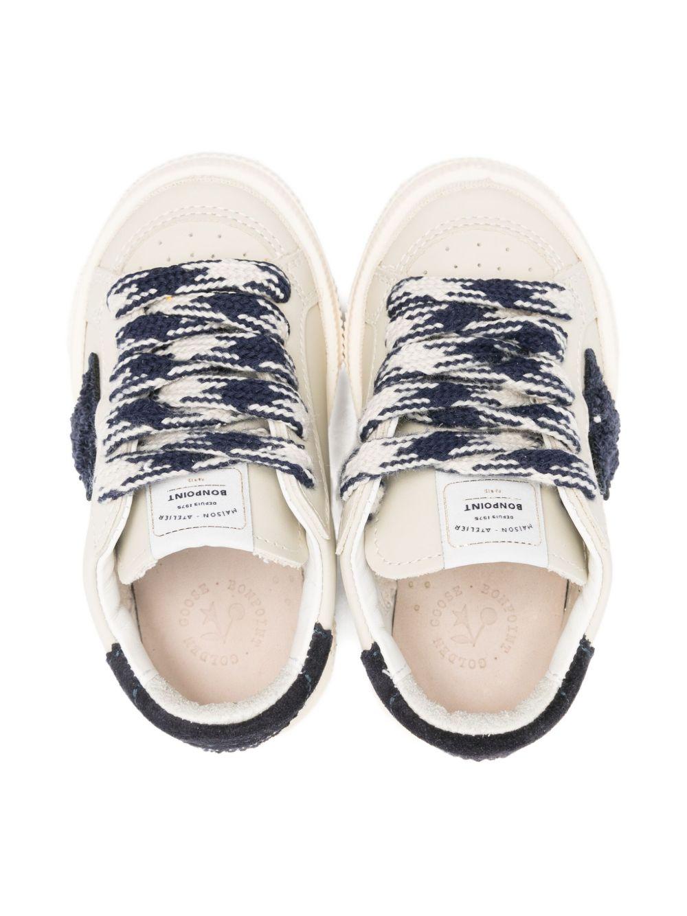 Sneakers per bambino Golden Goose Kids beige con lacci e applicazione a stella - Rubino Kids