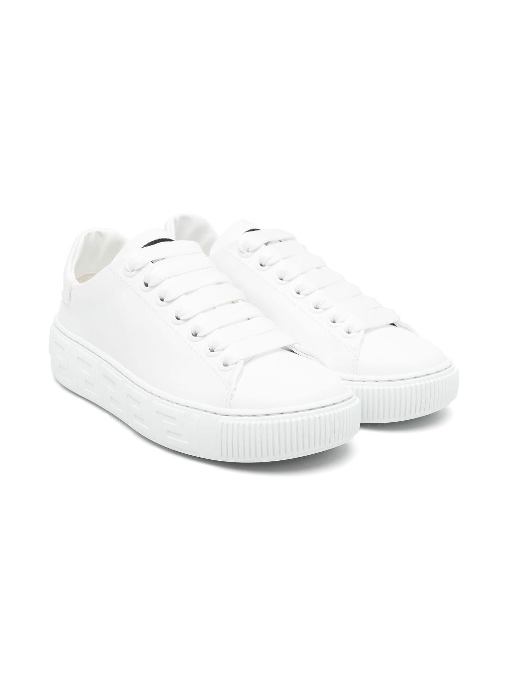 Sneakers per bambino Versace Kids Greca bianco con applicazione sulla linguetta - Rubino Kids