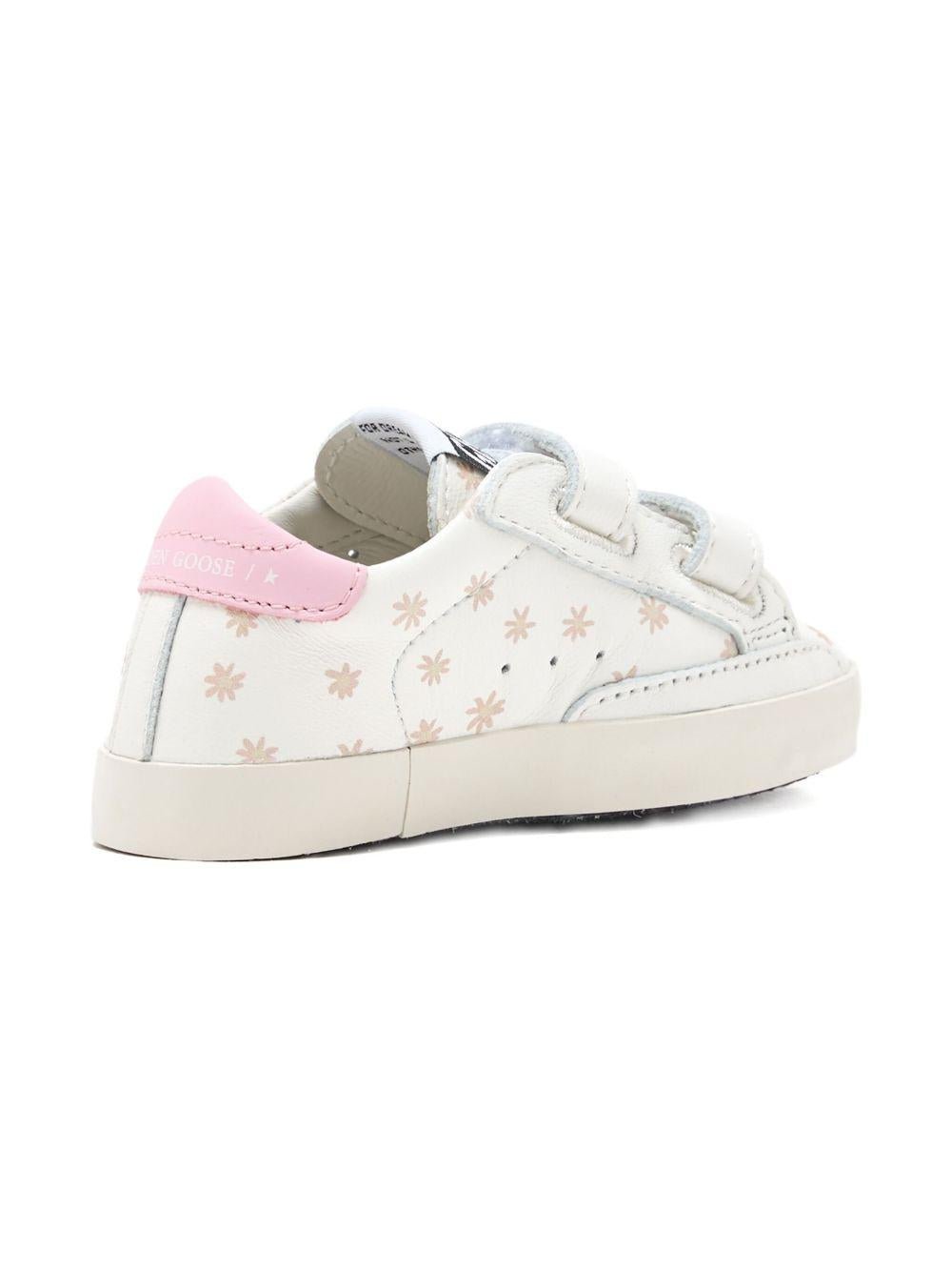 Sneakers per neonata Golden Goose Kids Super Star bianco con stampa floreale - Rubino Kids