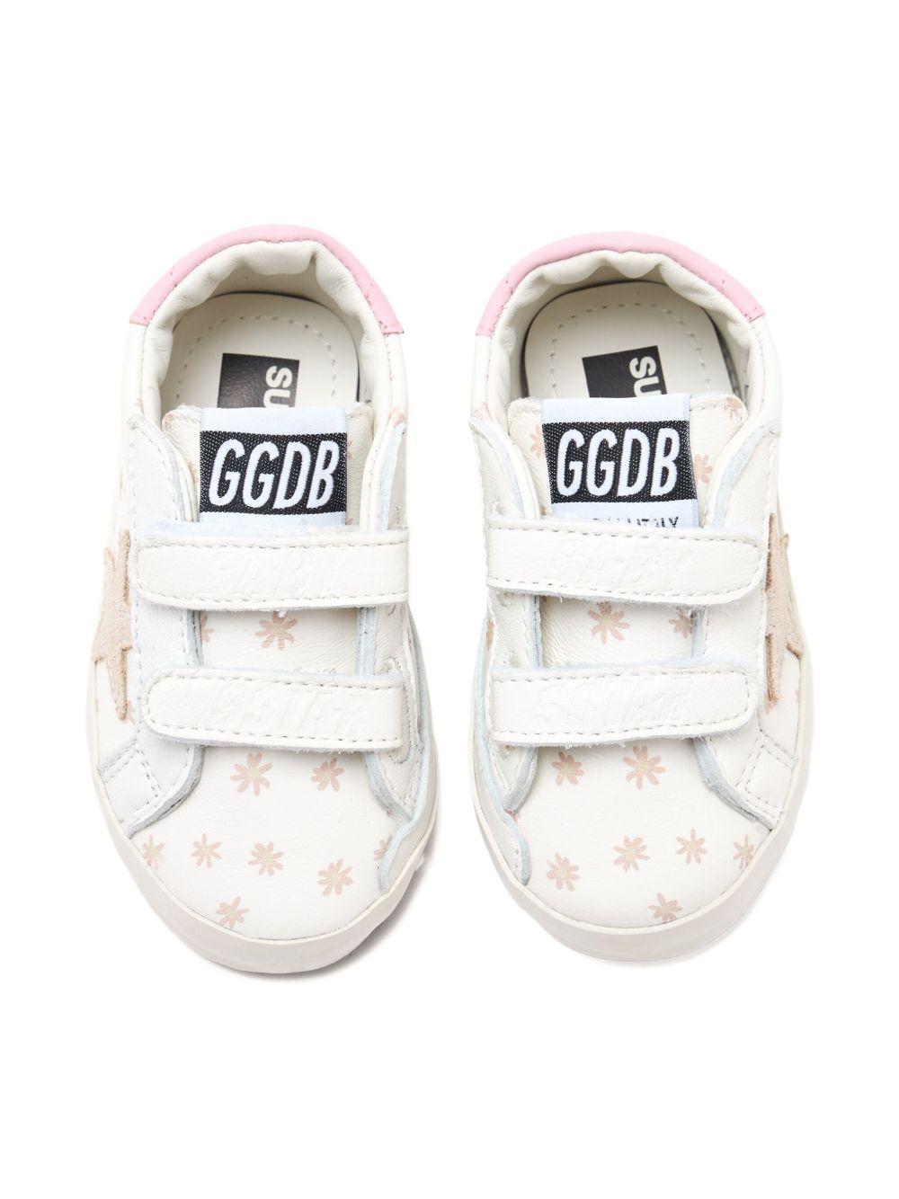 Sneakers per neonata Golden Goose Kids Super Star bianco con stampa floreale - Rubino Kids