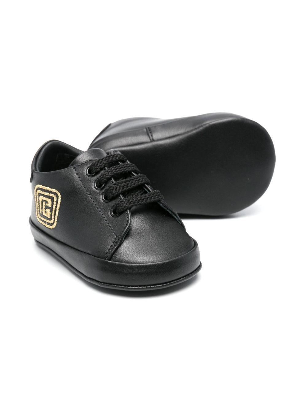Sneakers primi passi per neonato Balmain Kids nero con logo ricamato - Rubino Kids