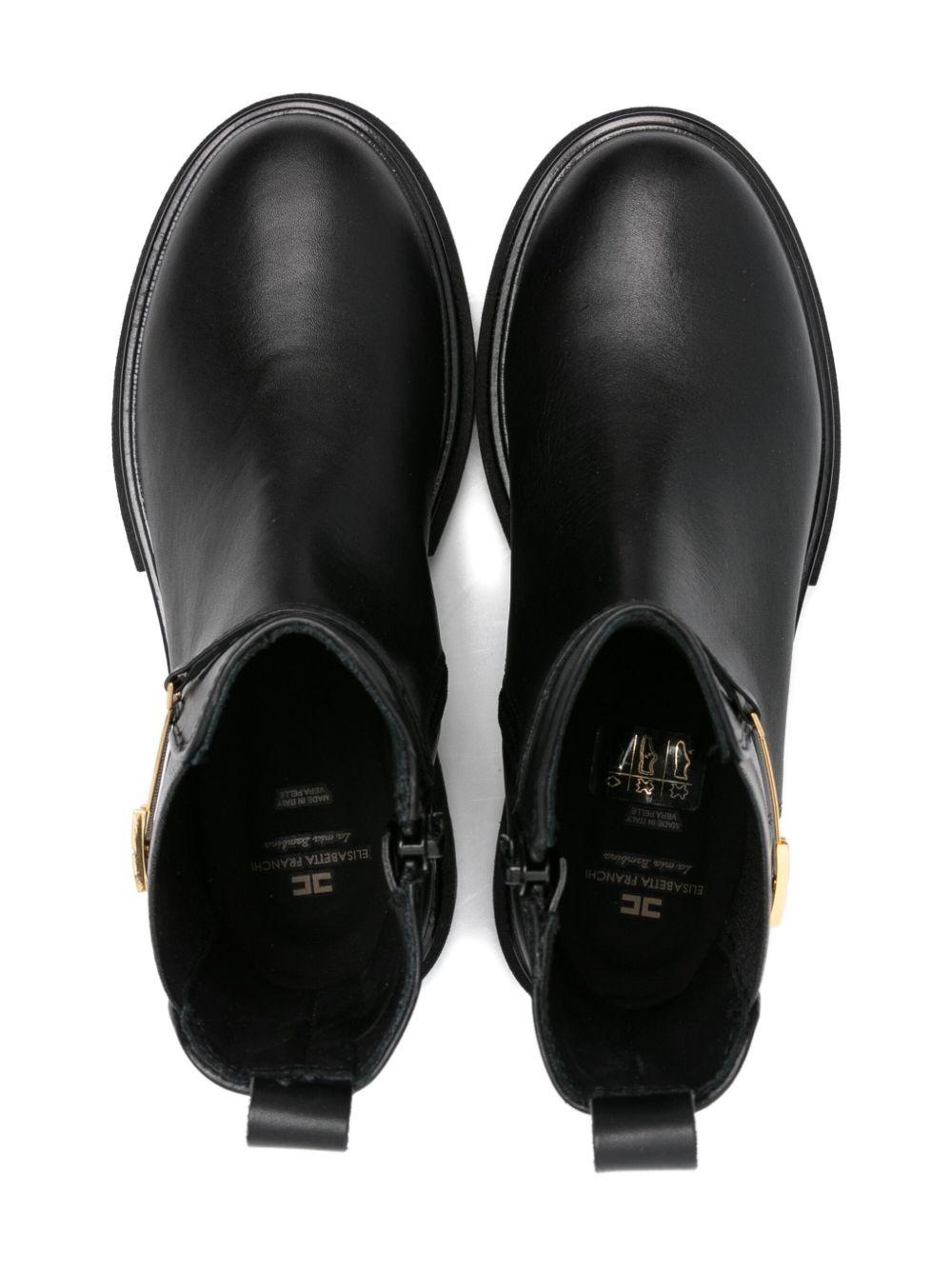 Stivaletti per bambina Elisabetta Franchi La Mia Bambina neri con elementi in metallo color oro - Rubino Kids