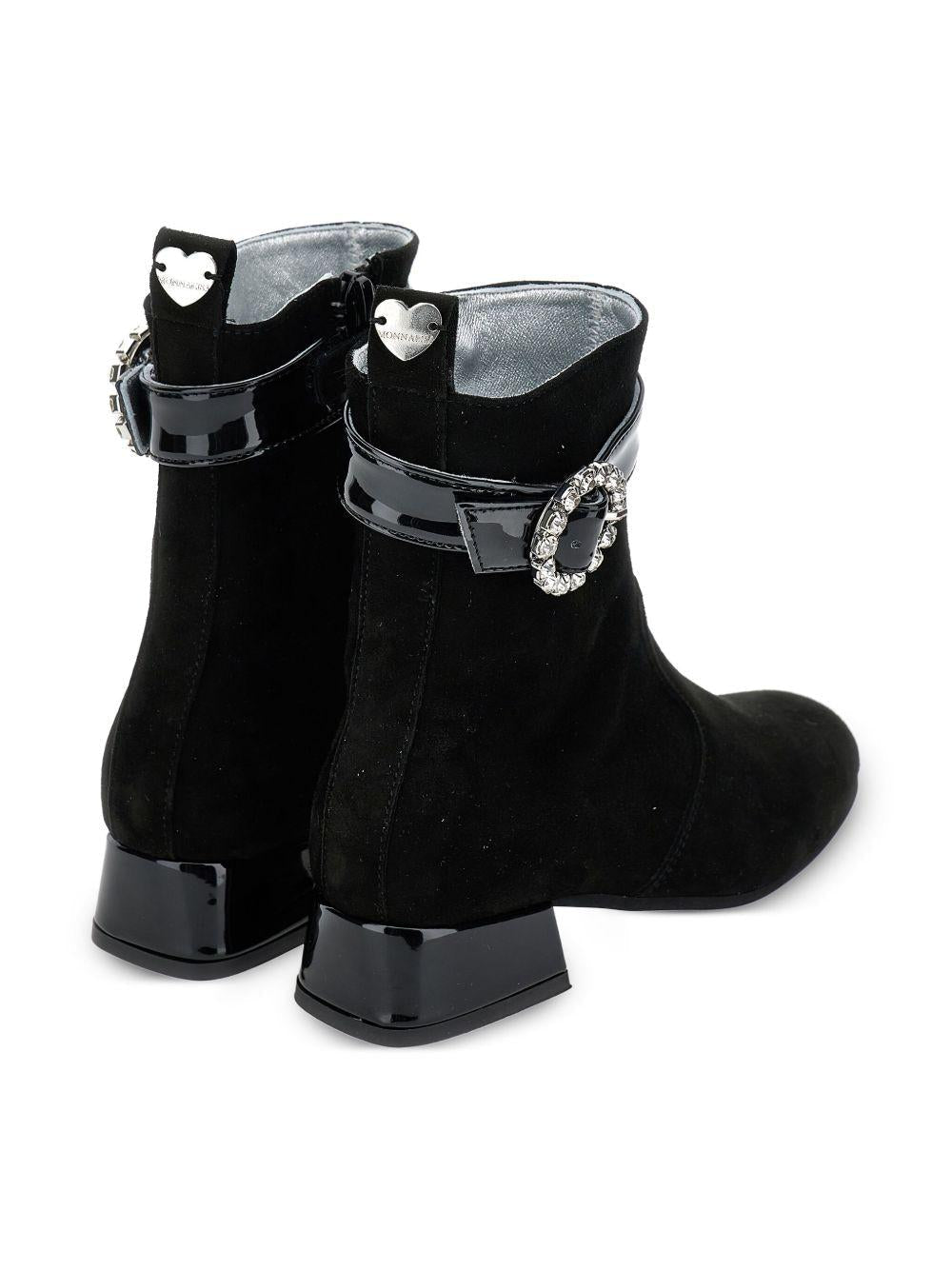Stivaletti per bambina Monnalisa nero con cristalli - Rubino Kids