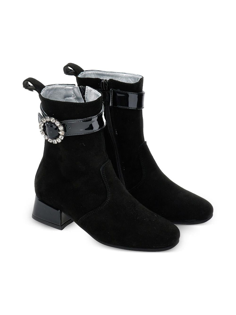 Stivaletti per bambina Monnalisa nero con cristalli - Rubino Kids