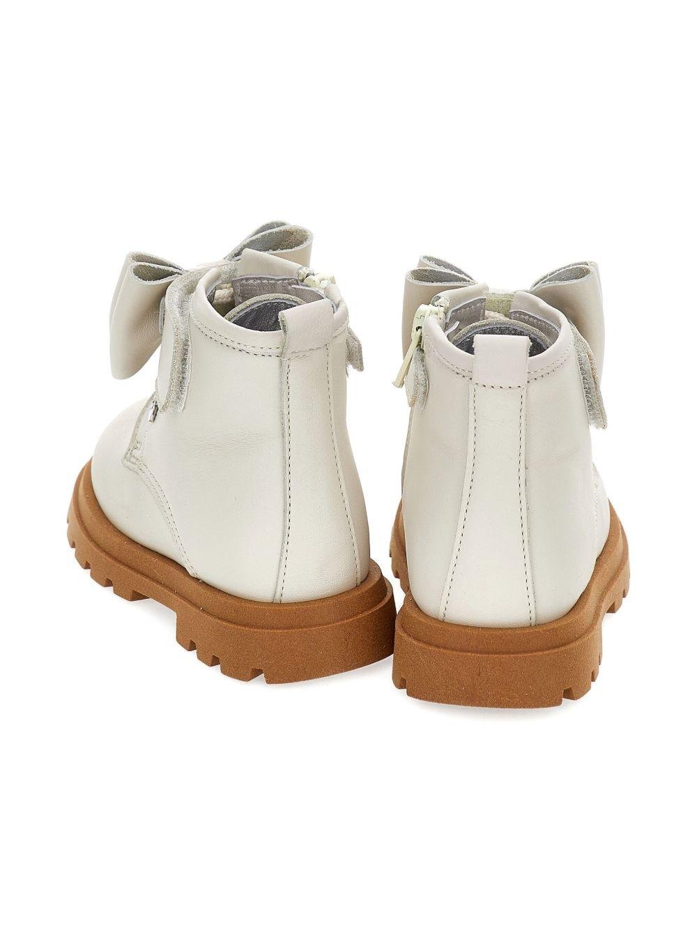 Stivaletti per neonata Monnalisa beige con fiocco e lacci - Rubino Kids