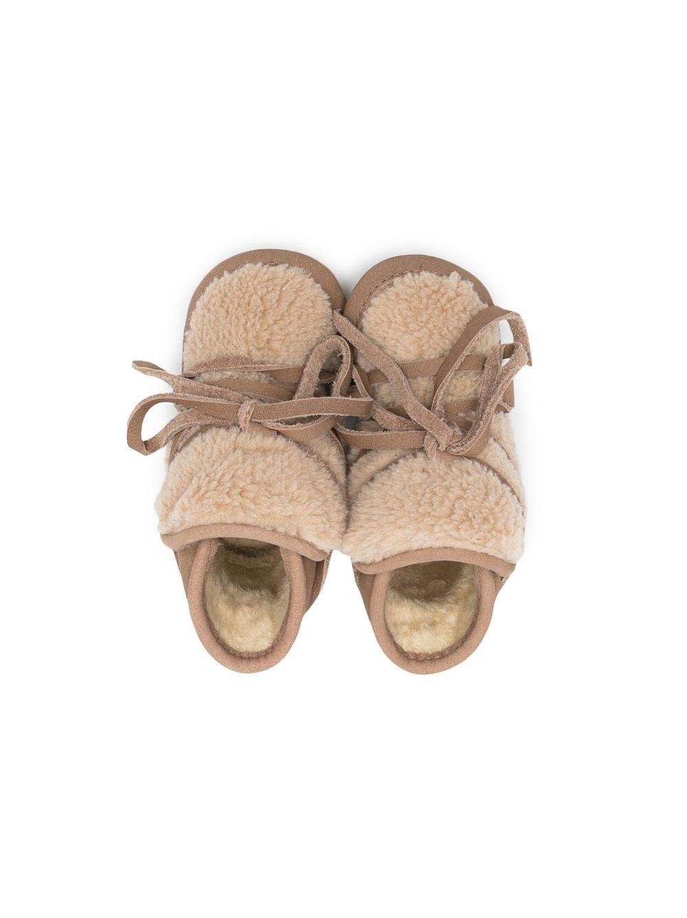 Stivaletti primi passi per neonati Donsje Pina beige con fiocco - Rubino Kids