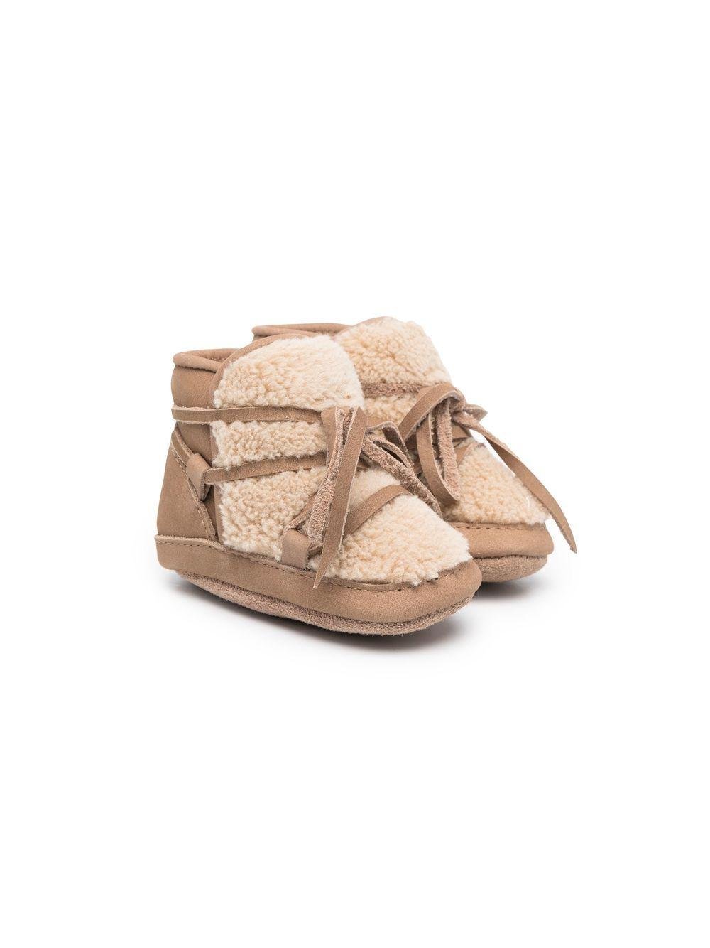 Stivaletti primi passi per neonati Donsje Pina beige con fiocco - Rubino Kids