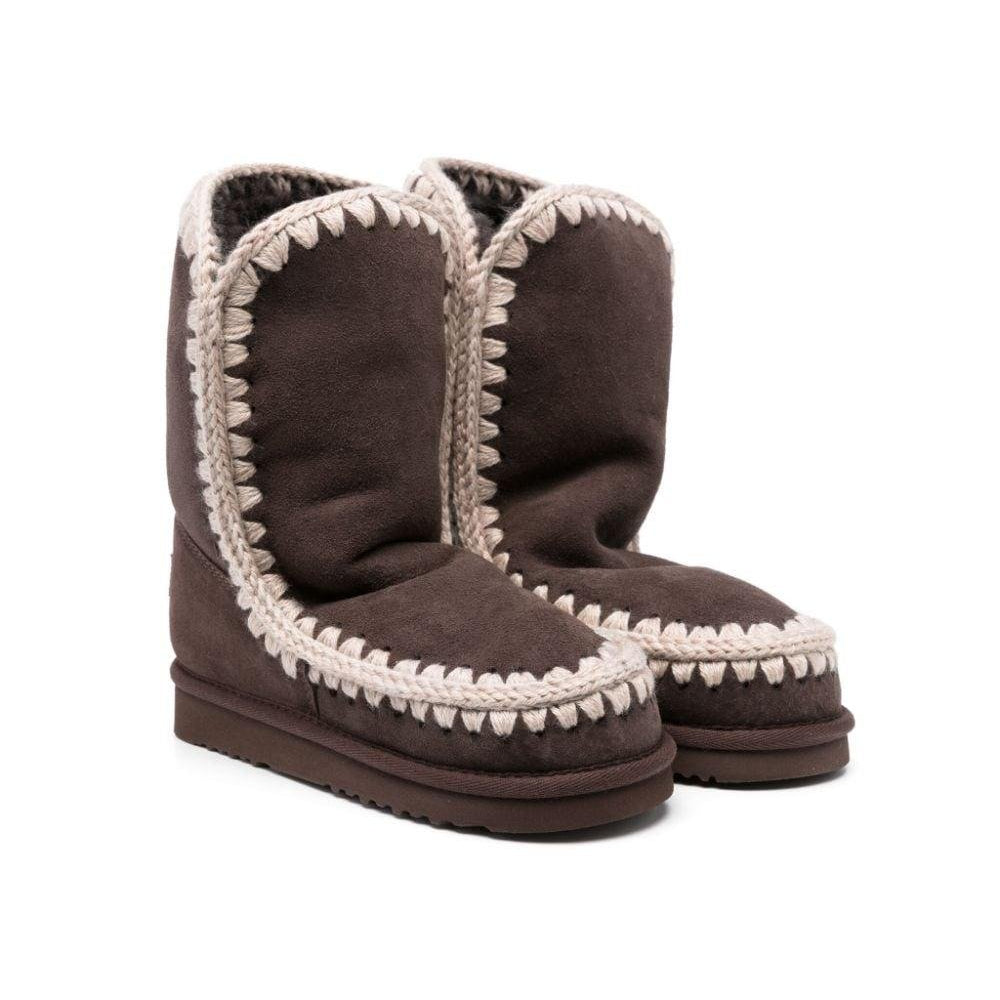 Stivali con cuciture a contrasto per bambina Mou Kids marrone con punta tonda - Rubino Kids