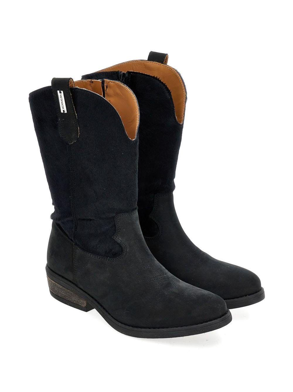 Stivali cowboy per bambina Monnalisa nero in pelle scamosciata - Rubino Kids