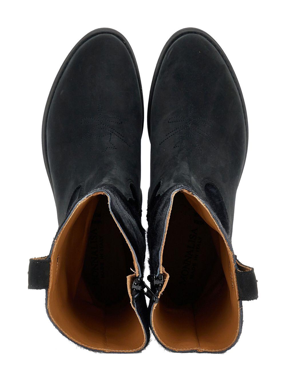 Stivali cowboy per bambina Monnalisa nero in pelle scamosciata - Rubino Kids