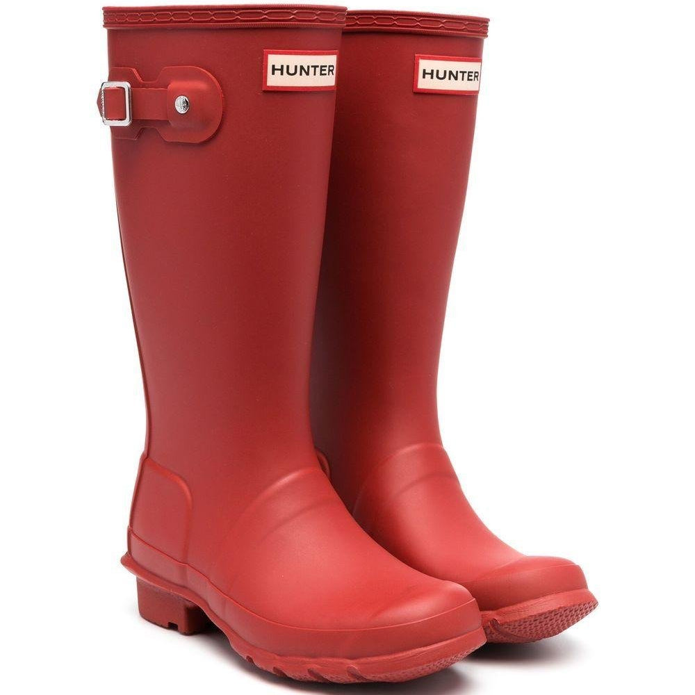 Stivali di gomma per bambini Hunter Kids rosso con dettaglio fibbia - Rubino Kids