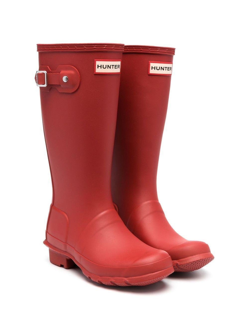 Stivali di gomma per bambini Hunter Kids rosso con dettaglio fibbia - Rubino Kids