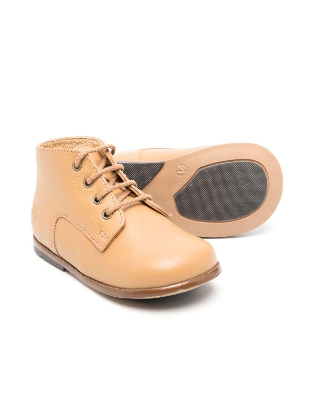 Stivali in pelle per neonato Tartine Et Chocolat marrone cammello con chiusura con lacci - Rubino Kids